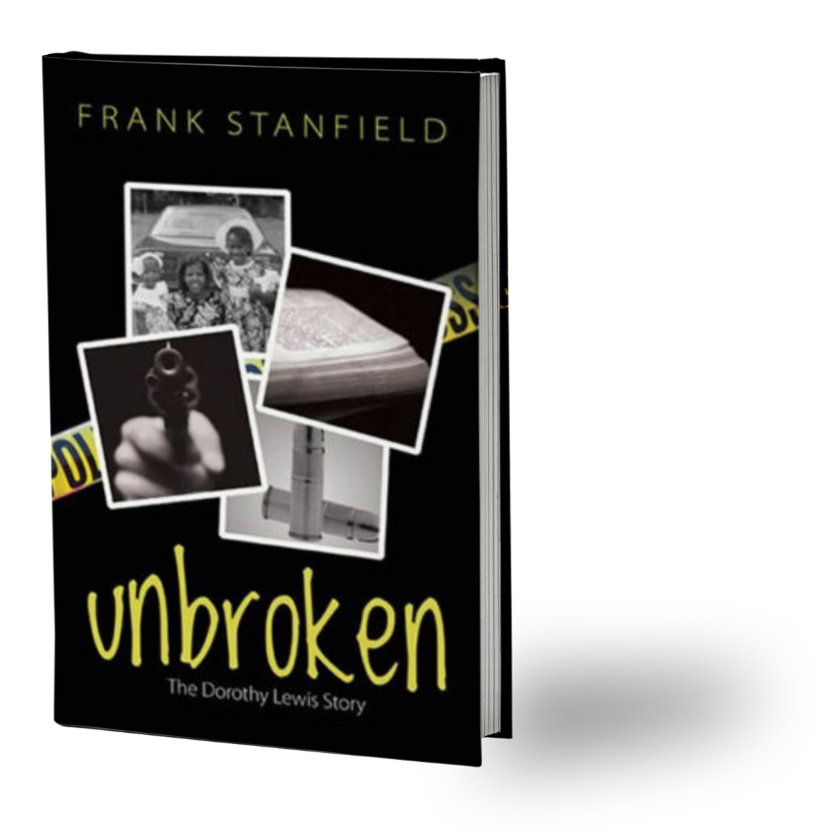 Book cover with photos and caution tape