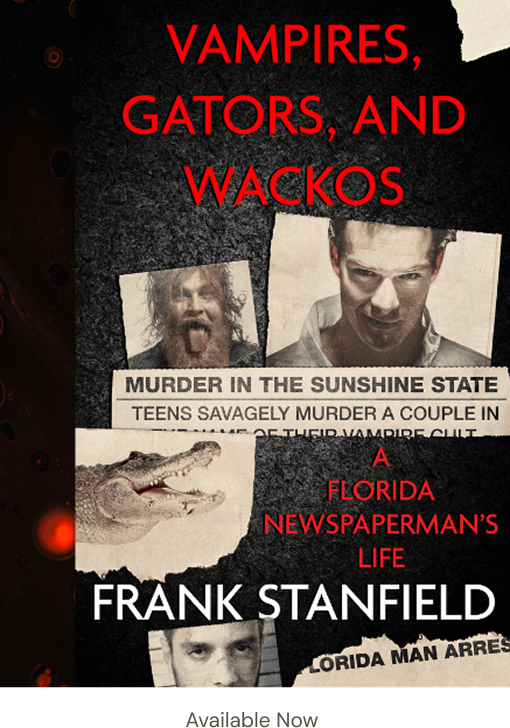 Newspaper clippings on dark book cover