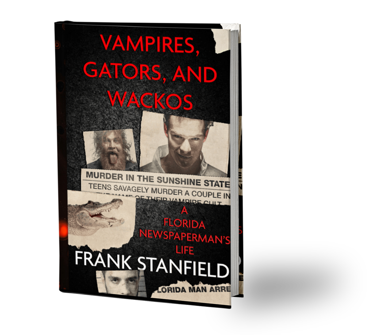 True crime book cover with dramatic design